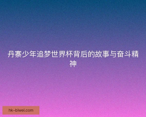 丹寨少年追梦世界杯背后的故事与奋斗精神