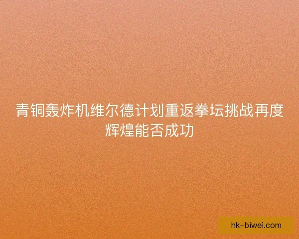 青铜轰炸机维尔德计划重返拳坛挑战再度辉煌能否成功 青铜轰炸机维尔德计划重返拳坛挑战再度辉煌能否成功